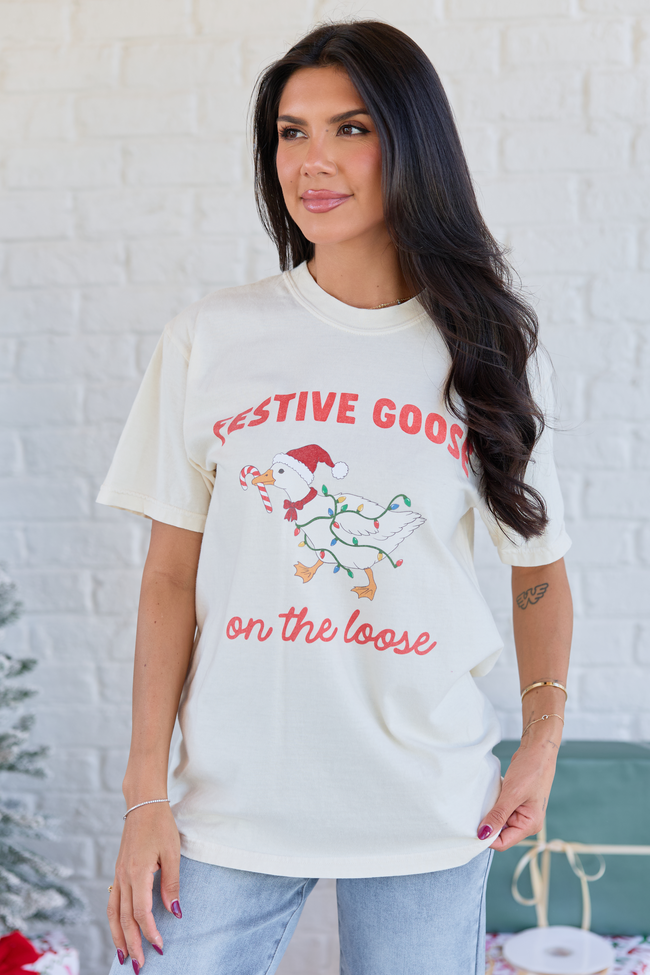 Festive Goose Ivory Comfort Colors Graphic Tee SALE