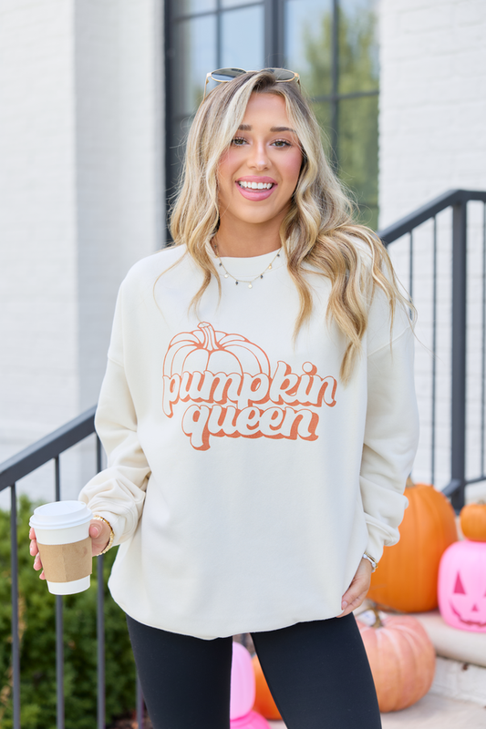 Pumpkin Queen Cream Oversized Graphic Sweatshirt