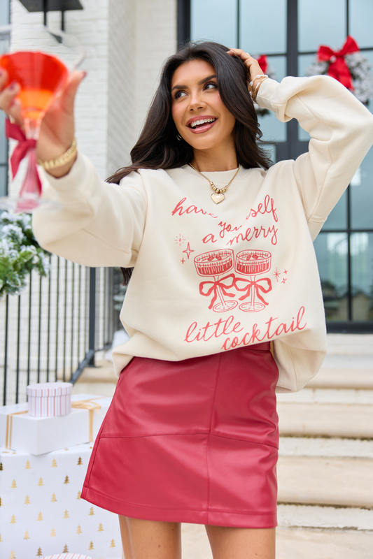 Have Yourself A Merry Little Cocktail Cream Oversized Graphic Sweatshirt