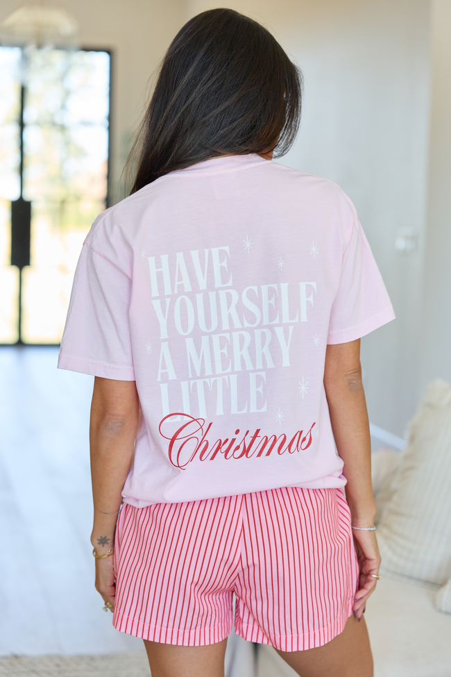 Have Yourself A Merry Little Christmas Light Pink Comfort Colors Graphic Tee