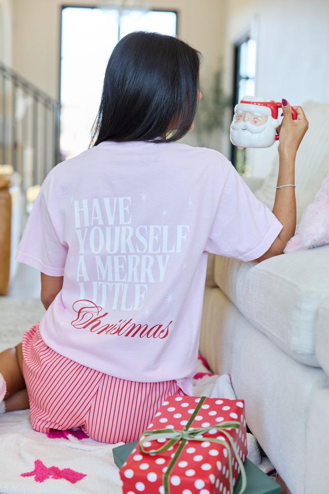 Have Yourself A Merry Little Christmas Light Pink Comfort Colors Graphic Tee