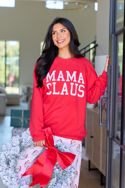Mama Claus True Red Oversized Graphic Sweatshirt