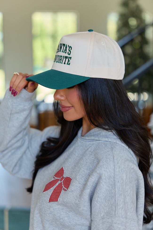 Santa's Favorite Natural/Green Embroidered Trucker Hat SALE