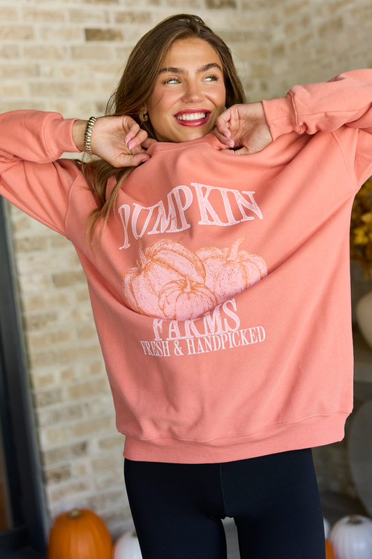 Pumpkin Farms Light Rust Oversized Graphic Sweatshirt SALE