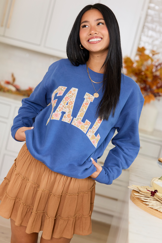 Fall Floral Navy Classic Graphic Sweatshirt
