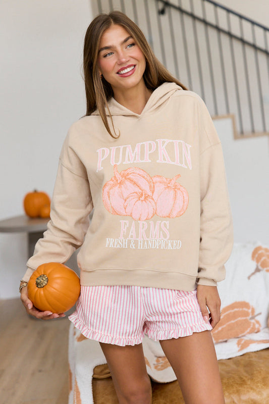 Pumpkin Farms Taupe Graphic Hoodie