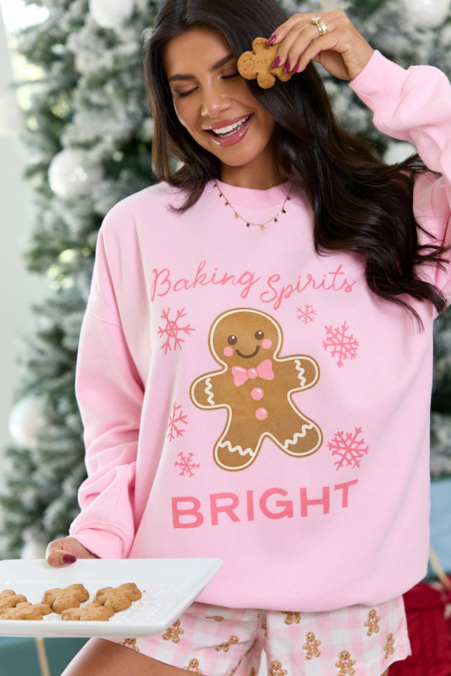 Baking Spirits Bright Light Pink Oversized Graphic Sweatshirt