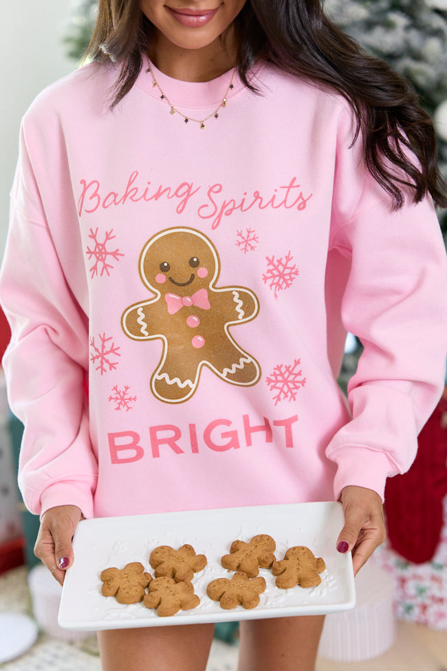 Baking Spirits Bright Light Pink Oversized Graphic Sweatshirt